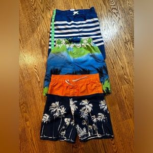 Crazy 8 Kids Swim Trunks - Striped Blue, Tropical Green, Bold Orange